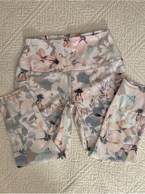 RBX Floral High-Rise Leggings in Blush, Peach & Sage